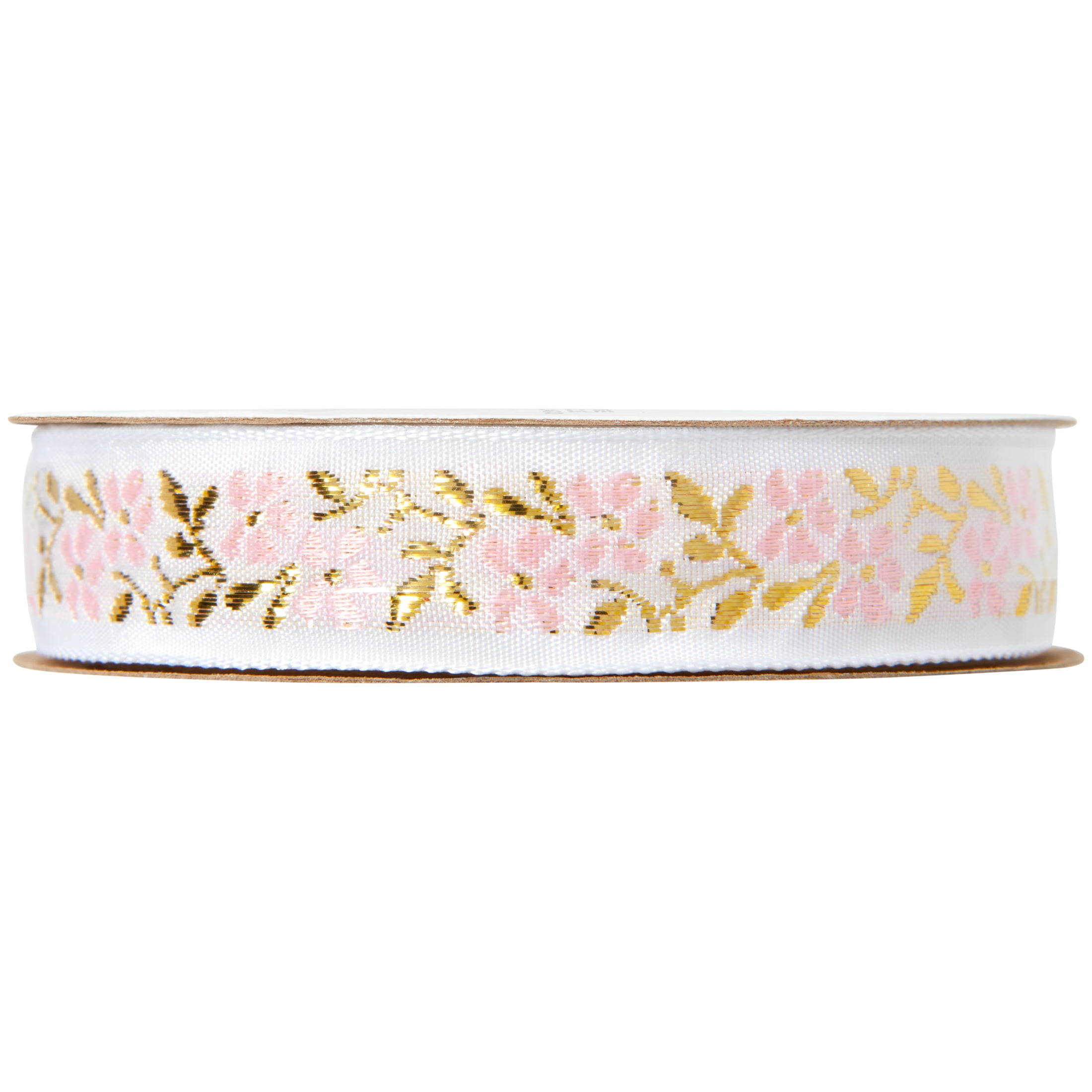 (3 pack) Offray Ribbon, White 5/8 inch Floral Jacquard Ribbon for Wedding, Crafts, Gifting, 9 feet, 1 Each