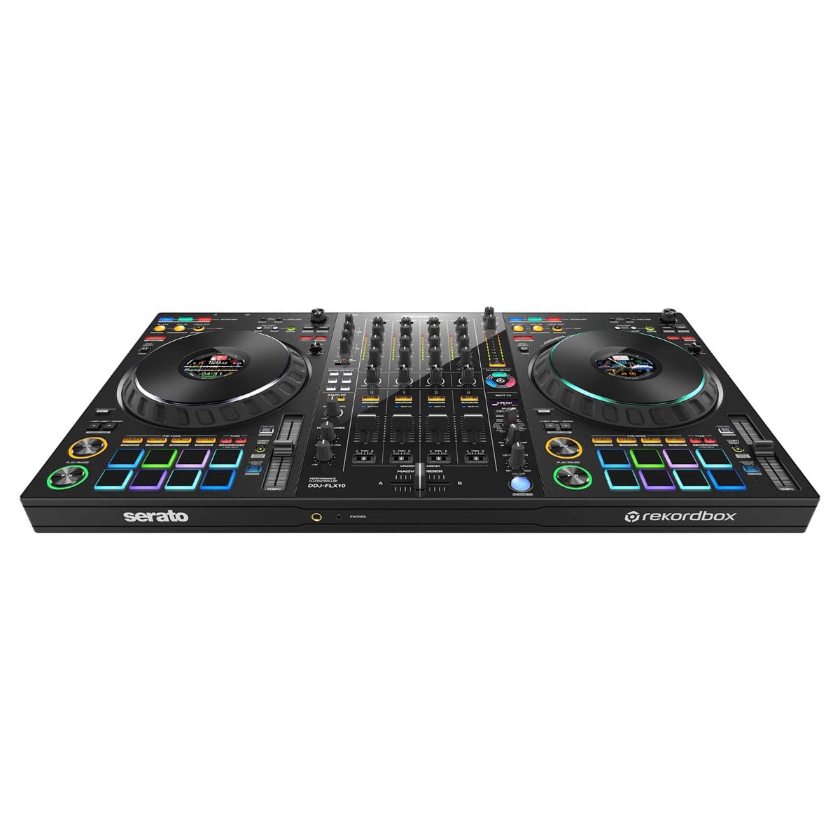 Pioneer DJ DDJ-FLX10 4-Channel DJ Controller with Cover & Headphones Package