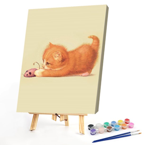 Cuadros Decorativos Kit de pintura por números DIY Cat Hand Oil Art Picture Craft Home Wall Decor (B2169) Wdftyju embutido en tela