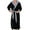Black, variant on ShomPort Fleece Bathrobes for Big and Tall Mens Hooded Long Sleeve V-Neck Sleepwear with Pockets Color Block Thermal Loungewear