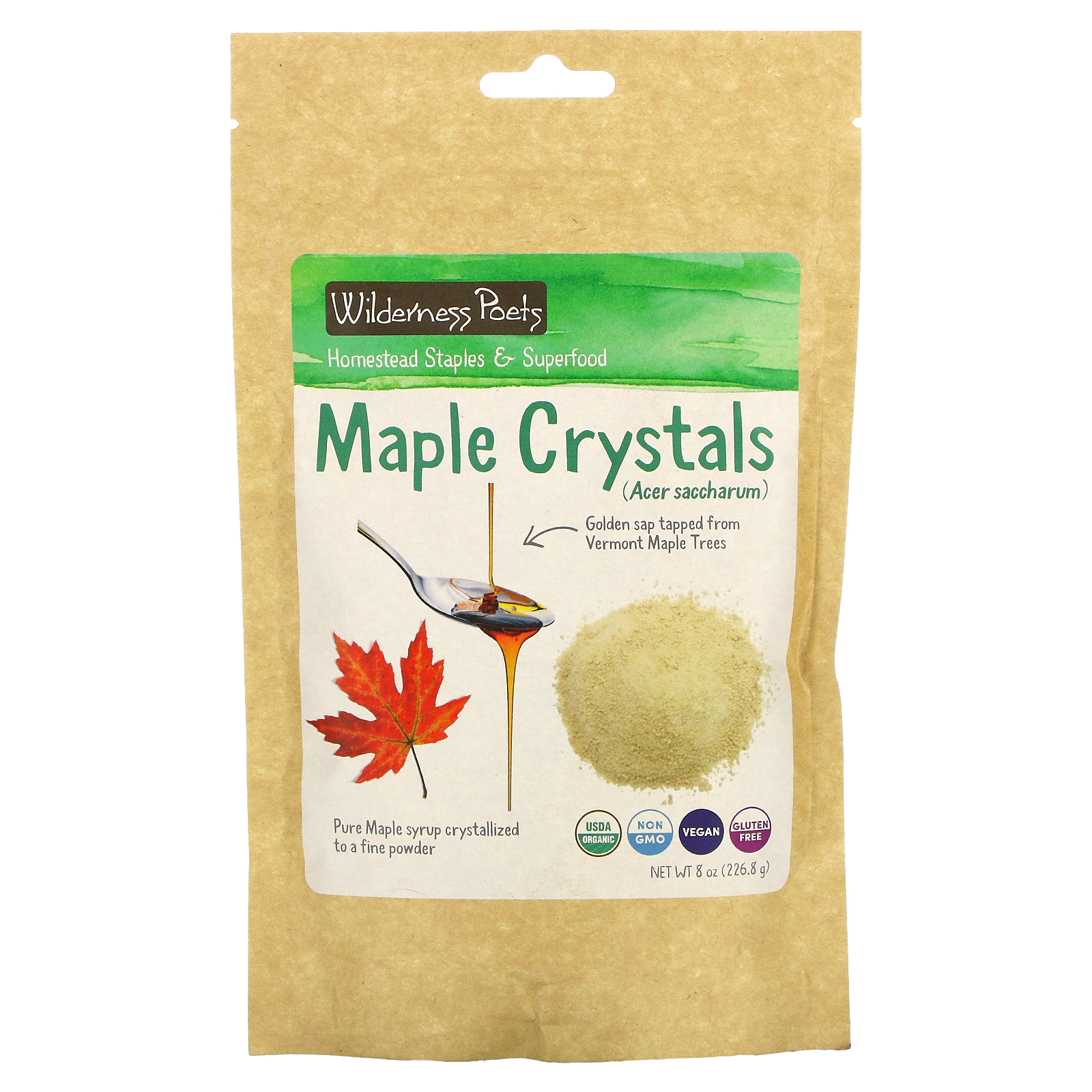 Organic Maple Crystals, 8 oz (226 g), Wilderness Poets