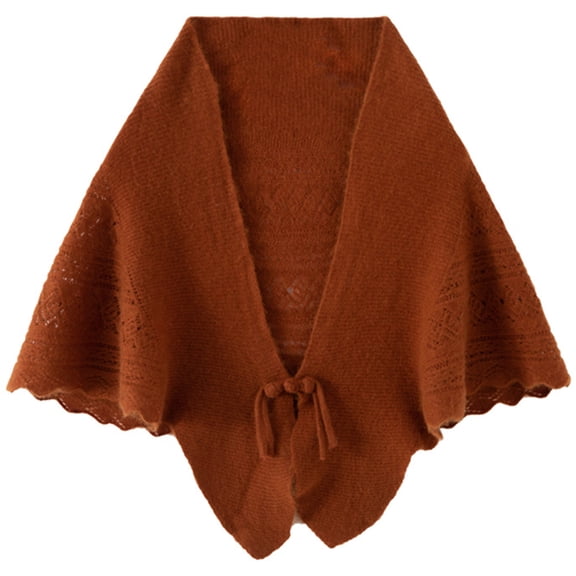 Boyscolos Women Shawls Knit Hollow Scarf Warm Shoulder Cape Warps Evening Dresses Cardigan Irregular Shape Fall Winter Light Brown One Size