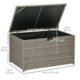 thumbnail image 3 of Outsunny 113 Gallon Rattan Deck Box with Lid and Handle, Mixed Grey, 3 of 10