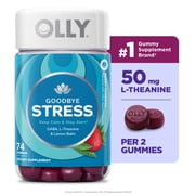OLLY Goodbye Stress Gummy, Stress Support, GABA, L-Theanine, Berry Flavored, 74 Count