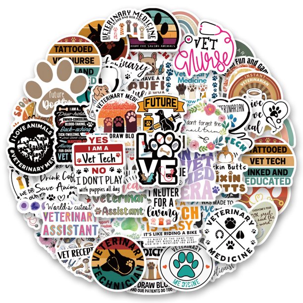 Stickers veterinarios Bonitzdm 120 piezas de vinilo impermeable
