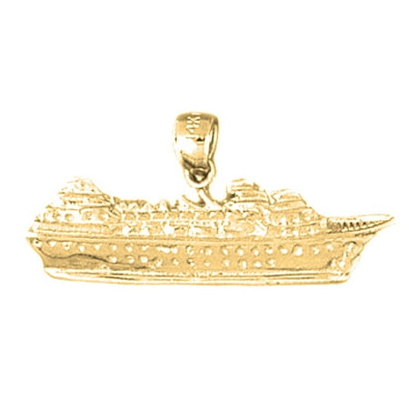 18K Yellow Gold Cruise Ship Pendant - 19 mm
