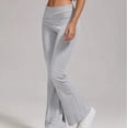 thumbnail image 2 of Women'S Flare Skinny Pants Fold over Leggings Bell Bottom Slim Fit Yoga Pants Y2k Joggers Light Gray S, 2 of 8