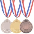 thumbnail image 1 of Medallas de premio de oro, plata y bronce, 12 piezas, 3 colores, medallas deportivas, medallas de ganador, oro, plata y bronce con cinta para el cuello, 1 of 7