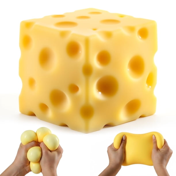 Juguete antiestrés Naiderku Cubo de Queso Jumbo 11 cm de recuperación lenta