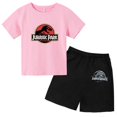 thumbnail image 3 of Camiseta con estampado de dinosaurio de Jurassic Park, trajes de verano para niños, camisetas de manga corta y pantalones cortos con estampado de dibujos animados, 3 of 5