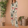 thumbnail image 2 of Funny Christmas Pattern Satin Nightwear Ladies Long Sleeve Button Down Shirt and Pants Suit, 2 of 5