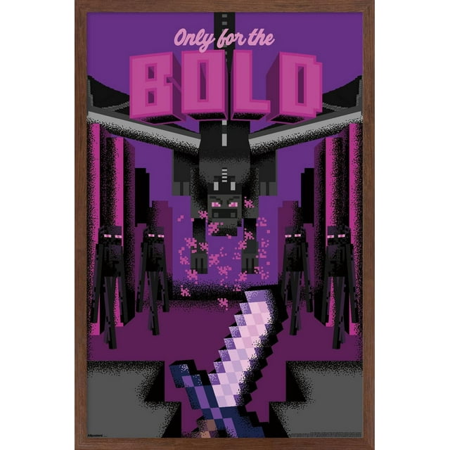 Minecraft: Discover - Only For The Bold Wall Poster, 14.725" x 22.375" Framed