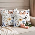 thumbnail image 2 of Vintage Butterfly Floral Outdoor Waterproof Pillow Covers, Spring Botanical Watercolors Decorative Square Throw Pillowcase Sofa Cushion Sham for Patio/Couch/Chair, 24"x24" 2 Pack, 2 of 8