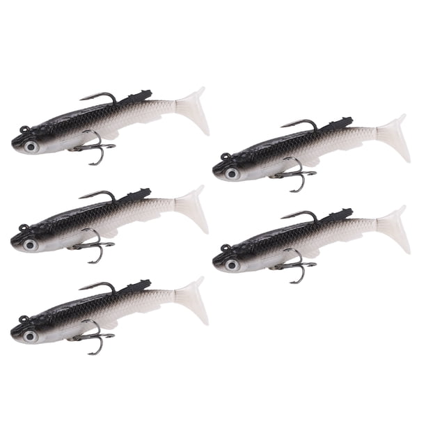 5 señuelos de PVC blandos para pesca de lubina, trucha, agua dulce y salada.