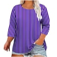 thumbnail image 2 of Jienlioq Hauts de Maison pour Femmes T-Shirt Imprimé à Col Rond à Manches Trois Quarts 3/4 pour Femmes Grande Taille Haut Ample, 2 of 4