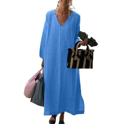 ZANZEA Women's Casual Basic Deep V-Neck Long Sleeve Jordan Ubuy