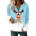 thumbnail image 1 of Innerwin Pull de Noël pour Femmes, Col en V, Décontracté, Bleu Ciel L, 1 of 2