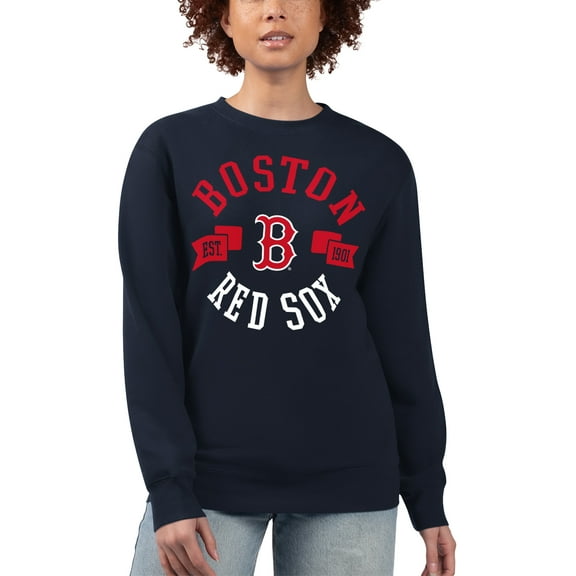 Women's G-III 4Her by Carl Banks Navy Boston Red Sox Team Logo Fleece Pullover Sweatshirt