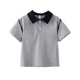 thumbnail image 2 of Blusa y camisa de manga corta con cuello vuelto Camisa de color liso para niños Camiseta de manga corta con solapa para bebé Top informal y versátil Camiseta de algodón para niños, 2 of 9