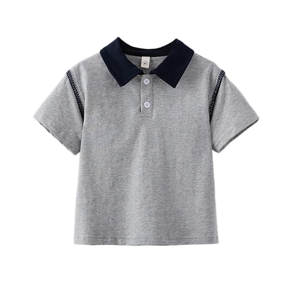 CYRBOKO Boys Polo Shirts, Short Sleeve Soft Cotton Casual Summer Polos Gray Size 7-8 T