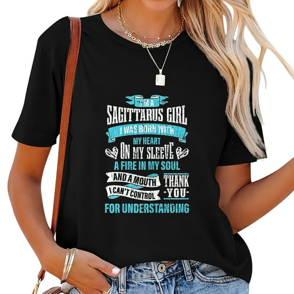 Zodiac Sign Funny I’m A Sagittarius Girl Graphic Women's Short Sleeve Graphic T-shirt - Summertime Trendy