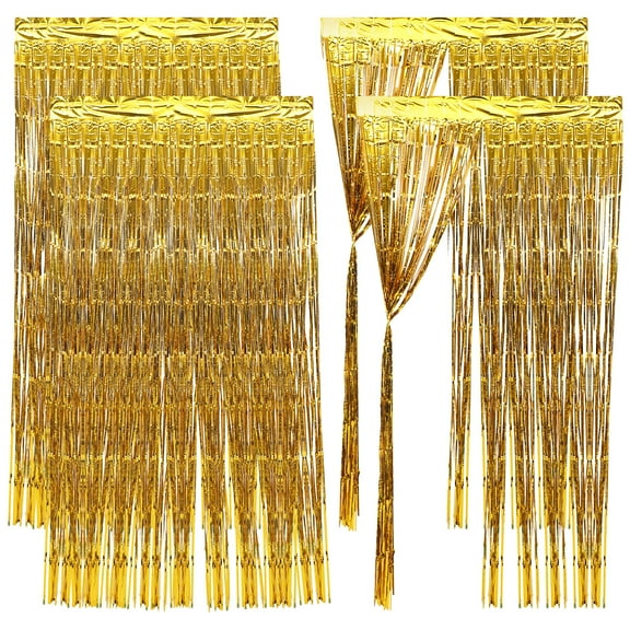 4pcs Fringe Curtains Party Backdrop Streamers Birthday Foil Fringe Curtain Decoration Party Supply