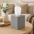 thumbnail image 3 of ABCISI Tissue Box Cover, Decorative Linen Square Tissue Holder with Rose Gold Trim, Modern Cube Tissue Box Holder for Bathroom, Bedroom, Office, Living Room (Grey), 3 of 6