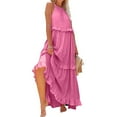 thumbnail image 2 of Maxi Dresses for Women 2025 Summer Built in Bra Sleeveless Halter Long Dress Loose Tiered Flowy Swing Smocked Ruffle Beach Dress Pink XXL, 2 of 7