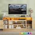 thumbnail image 5 of ANPOO 71" Fluted TV Stand for 75/80" TVs with LED Light and Power Outlet, Modern Entertainment Center with 2 Storage Cabinets & 6 Open Shelves, Wooden Media Console TV Stand for Living Room,Natural, 5 of 9