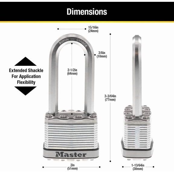 M5XQLJ Magnum Heavy Duty Outdoor Padlock with Key, 4 Pack Keyed-Alike