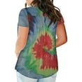 thumbnail image 4 of 2025 Clearance! asdoklhq Womens Plus Size Tops Clearance,Women Tie-Dye Print Button T-Shirt Blouses, 4 of 6