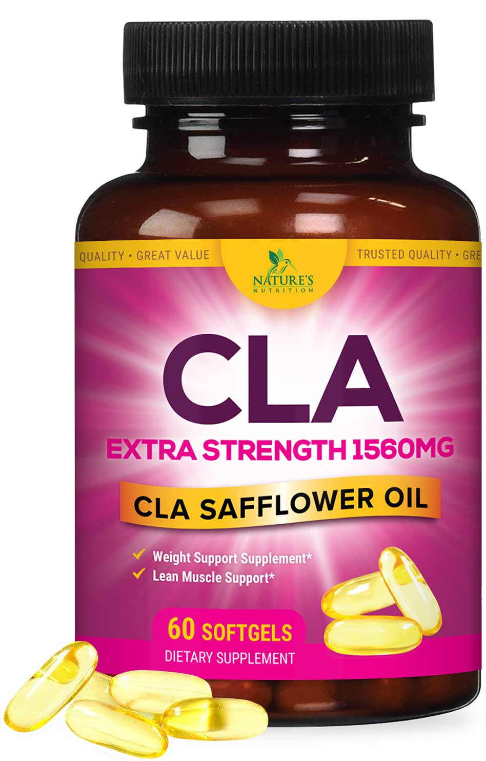 Nature's Nutrition CLA Safflower Softgels, 1560mg, 60 Ct