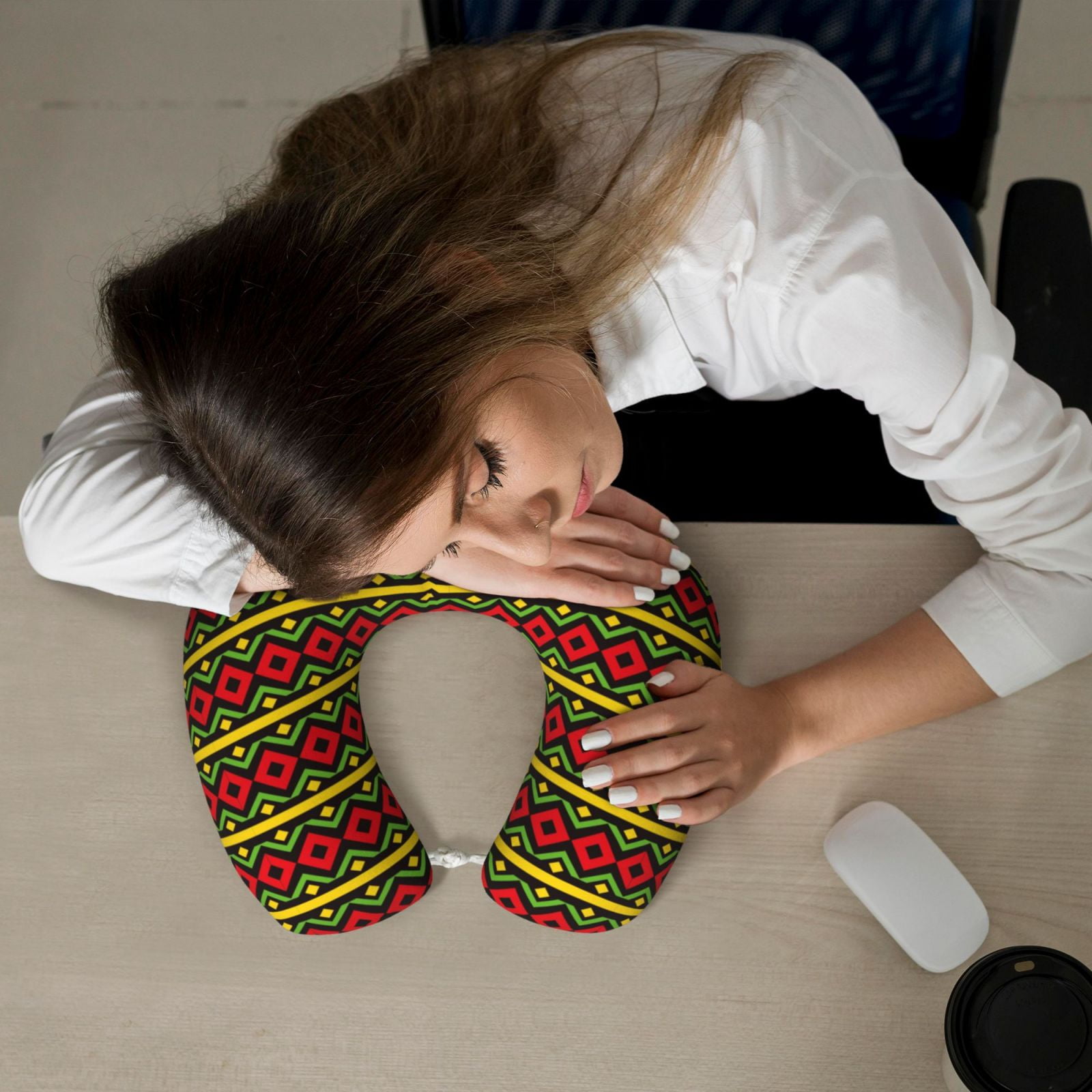 Xecao Classic Color Music Print Memory Foam Cervical Neck Pillow Versatile U-Shaped Pillows for Home,Office,Camping,Travelling,Soft Washable Cover