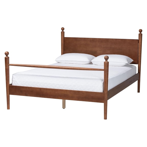 Baxton Studio Gianetta Wood Platform Bed Traditional Poster Bed Frame Queen