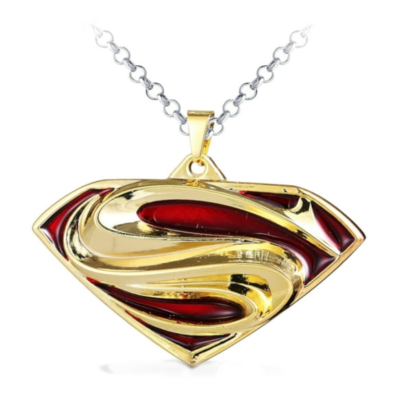 Superman Superhero Gold and Red Pendant Tarnish Resistant Necklace, J-447