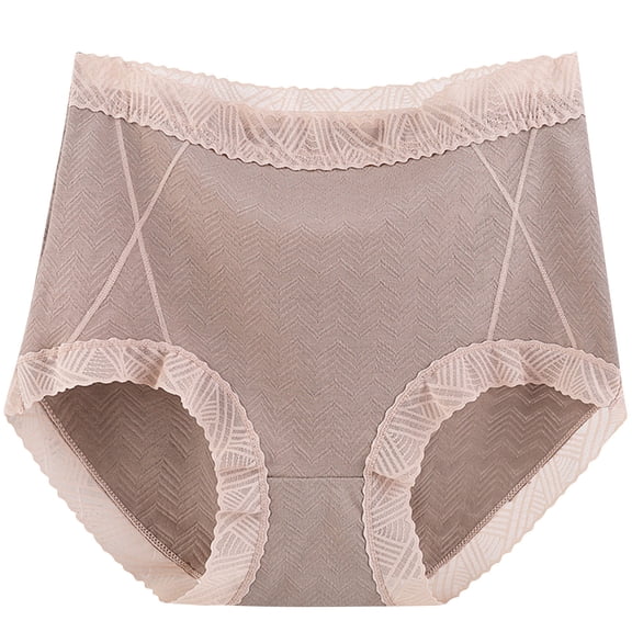 Luvrsol Cotton Underwear for Women Large Solid Lace High Waist Daily Comfort Panties, XL-6XL