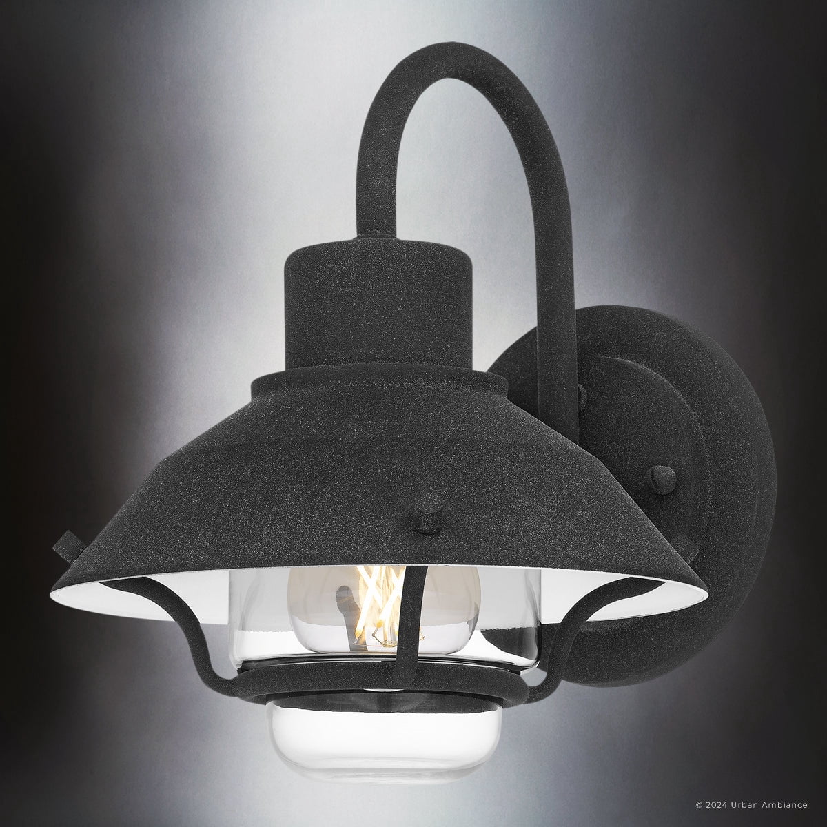 Luxury Utilitarian Wall Sconce, Small Size: 9.5''H x 8''W, with Coastal Style Elements, Mottled Black Finish, UQL1970 from the Logan Collection by Urban Ambiance