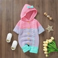 thumbnail image 2 of Baby Bodysuit Autumn and Winter New Baby Knitted Color Matching Jumpsuit Climbing Clothes for Baby Girls Cute Bow Tie Pink, 0-1 Months, 2 of 6
