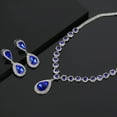 thumbnail image 3 of Juwaliy Women Bridal Wedding Jewelry Set Teardrop Crystal Necklace Earrings for Bride Bridesmaid Party Prom Gifts Blue, 3 of 7