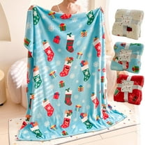 kladzum Thickened Flannel Christmas Throw Blanket 39x27.5 Inches Office Nap Wool Cover Blanket Festive Christmas Blanket for Bedroom, Bed, Sofa, Travel, Holiday Gifts