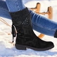 thumbnail image 3 of Pandaie Womens Snow Boots Winter Warm Lace up Boot Western Platform Cowboy Boot Non Slip Outdoor Mid Calf Hiking Booties Motorcycle Biker Shoes Black 7.5, 3 of 6