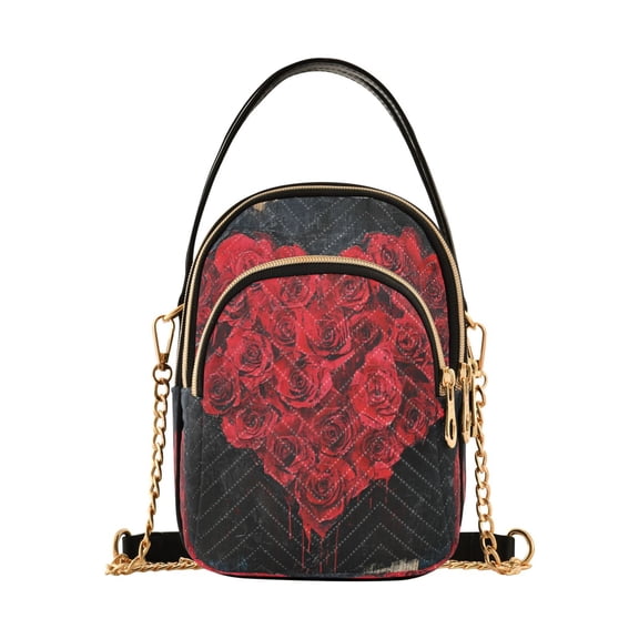 DIXRUYEE Cross Body Fashion Shoulder Waist Purse Bags Heart Of Roses Pocket Handbags