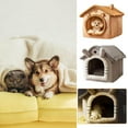 thumbnail image 3 of QHUDLV Cute Bear Shape Cat Bed Cave Indoor Cat House with Removable Cushion, 3 of 9