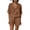 Brown, variant on Two-Piece Fashion Woman Round Neck Sleeveless Blouse And Loose Pockets Pants Set