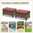 thumbnail image 6 of INTER HUT 2 Pieces Modern Outdoor Wicker Patio Footstools, Multipurpose PE Rattan Ottomans Set, Brown/Red, 6 of 9