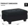 thumbnail image 2 of Belffin Rectangular Velvet Ottoman with Storage, Tufted Design, Black, 2 of 6