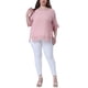 thumbnail image 2 of Blusas Casuales de Manga Corta de Encaje de Talla Grande para Mujeres Agnes Orinda, Cuello Redondo, 4X, Rosa Claro, 2 of 6