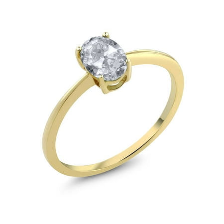 0.95 Ct Oval White Topaz 10K Yellow Gold Solitaire Engagement