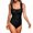 18#Black, variant on HSHMT Women's One Piece Swimsuit Women's Solid Colour Ruffled Open Back Pleated Swimsuit