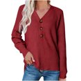 thumbnail image 5 of Miluxas Plus Size Sweater Tops On Seasonal Clearance Women's Soild Long Sleeve Pocket Knit Pullover V-neck Sweater Coat Red 12(XXL), 5 of 9